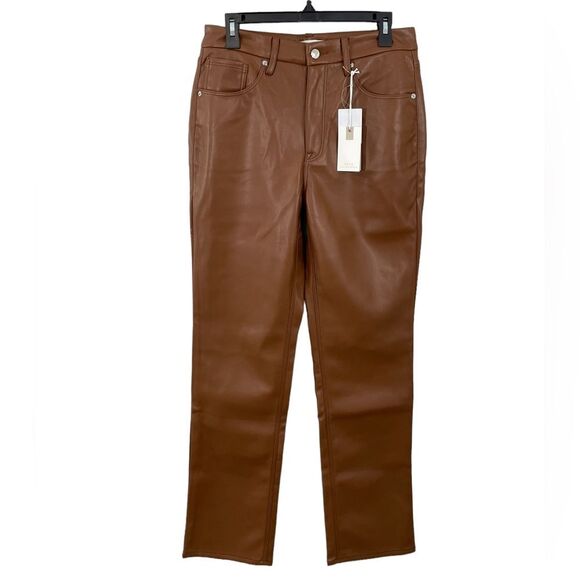 NWT Good American Better Than Leather Good Icon Pants Burnt Caramel Size 10 / 30 - Picture 4 of 10